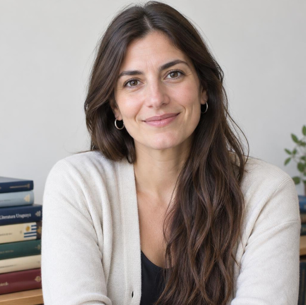 Portrait of a smiling woman with long brown hair