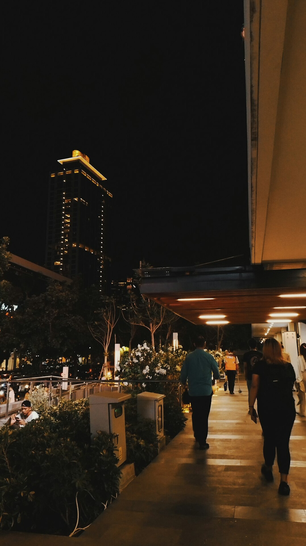 security guard in shopping mall at night